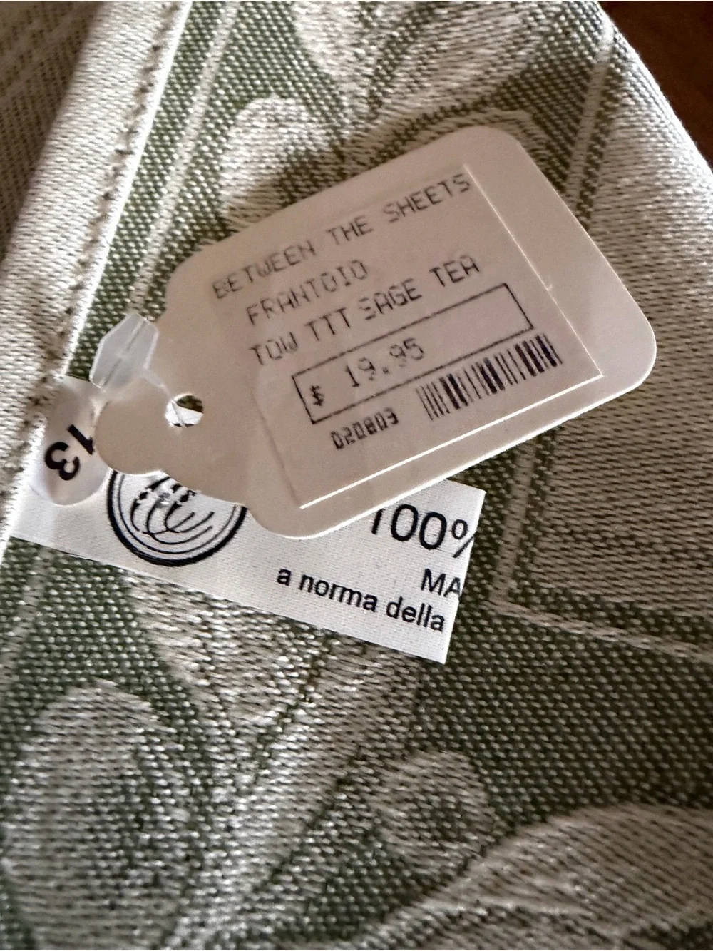 NWT Vintage Italian Jacquard Towel 24x31 Between The Sheets